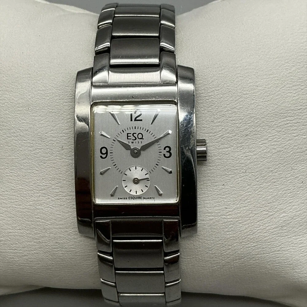 ESQ Esquire Womens Watch 21mm Silver Dial Stainless Steel New Battery 6.5